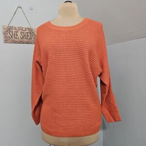 Venus Orange Button Back Sweater Women’s Medium Long Sleeve Knit Pullover Swifty